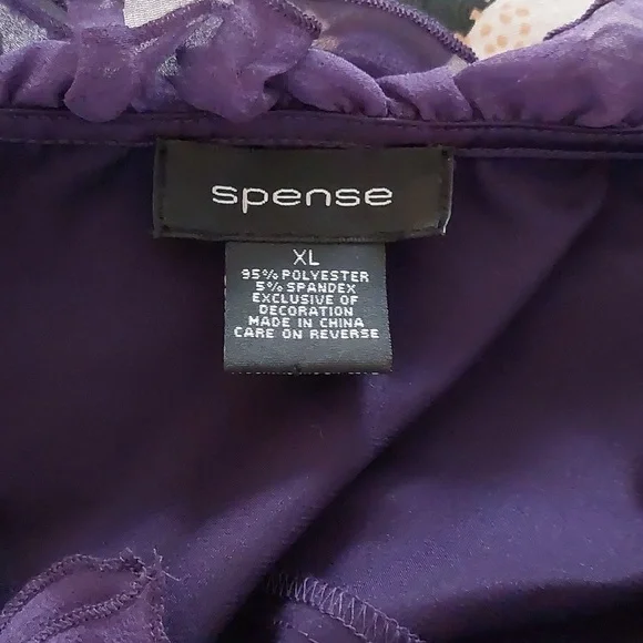 Spense purple satin ruffled blouse, women's XL - Picture 5 of 5